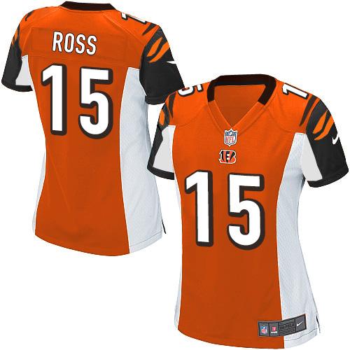 Nike Bengals #15 John Ross Orange Alternate Women's Stitched NFL Elite Jersey - Click Image to Close